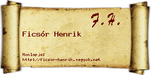 Ficsór Henrik névjegykártya